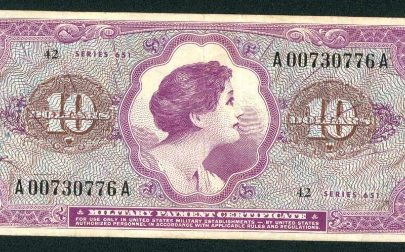 Series 651 $10 US Military Payment Certificate ** PAPER CURRENCY