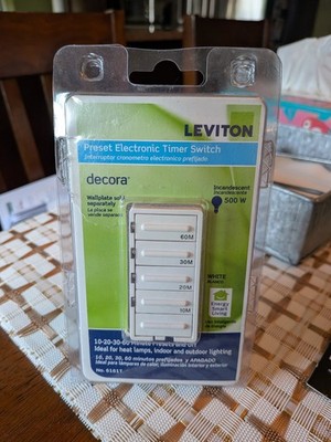 Leviton Decora Preset Timer Switch Light Almond 6161T Push Button for Lighting