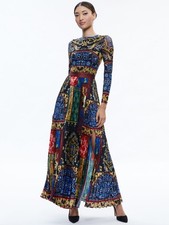 $795 ALICE + OLIVIA "Ivey" Pleated Skirt Maxi Dress - After Sunset - 6