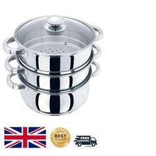 Versatile 24cm Multi Food Steamer with Glass Lid and Dishwasher Safe Design
