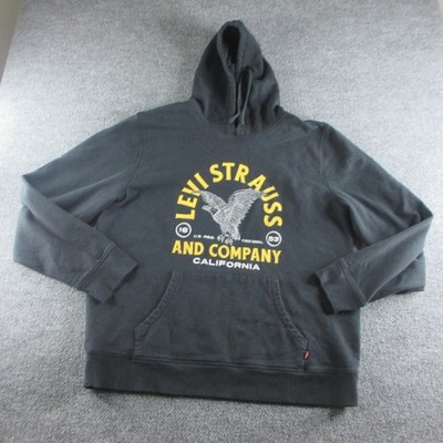 Levis Hoodie Mens XL Black Pullover Kangaroo Pocket Eagle Graphic Sweatshirt
