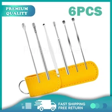 6PCS Ear Pick Ear Wax Remover Cleaner Curette Kit Spiral Tool Spoon Cleaning Set