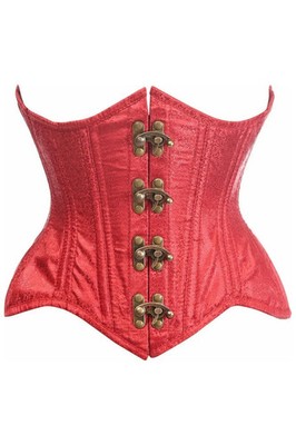 Wine Red Brocade Waist Cincher Underbust Double Steel Boned Goth Club Vampire