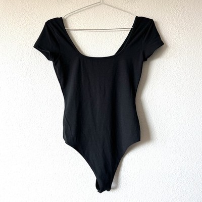 American Eagle Bodysuit Size Small Black Square Neck Classic Minimalist Capsule