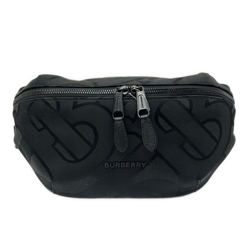 Burberry TB Monogram Jacquard Belt Bag Backpack 8043707 Black Dark Gray Nylon