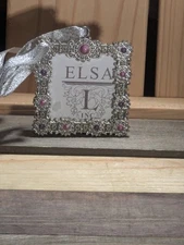 Beautiful Ella L Miniature Picture Frame Ornament Keepsake Jeweled Metal