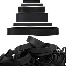65 Pcs Black Rubber Bands Assorted Sizes 6 Sizes