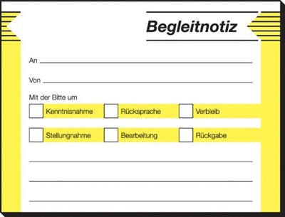 sigel Haftformular ''Begleitnotiz'' 100 x 75 mm 50 Blatt