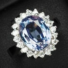 Gleaming Color Change Sapphire 4.40Ct 925 Sterling Silver White Gold Halo Rings