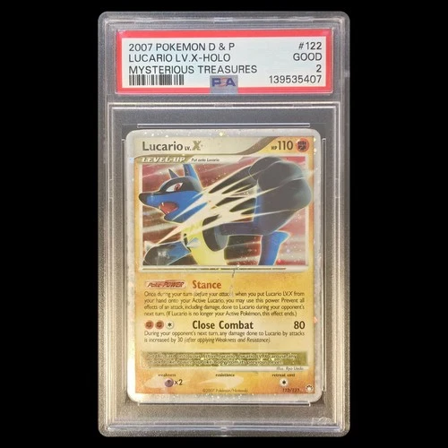 2007 POKEMON DIAMOND & PEARL MYSTERIOUS TREASURES LUCARIO LV.X HOLO #122 PSA 2