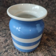 T G GREEN ORIGINAL CORNISHWARE BLUE & WHITE STRIPE STORAGE JAR 12.5 c.m. NO LID