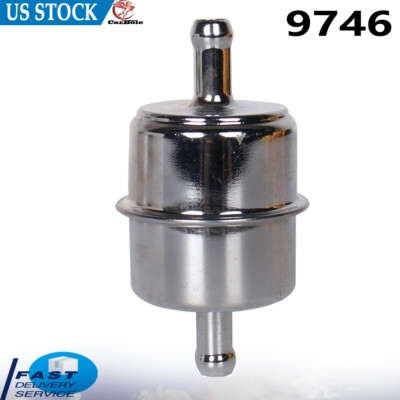 CarBole Chrome Plated High Flow Fuel Filter Canister Fits 3/8 Inch Hose 9746