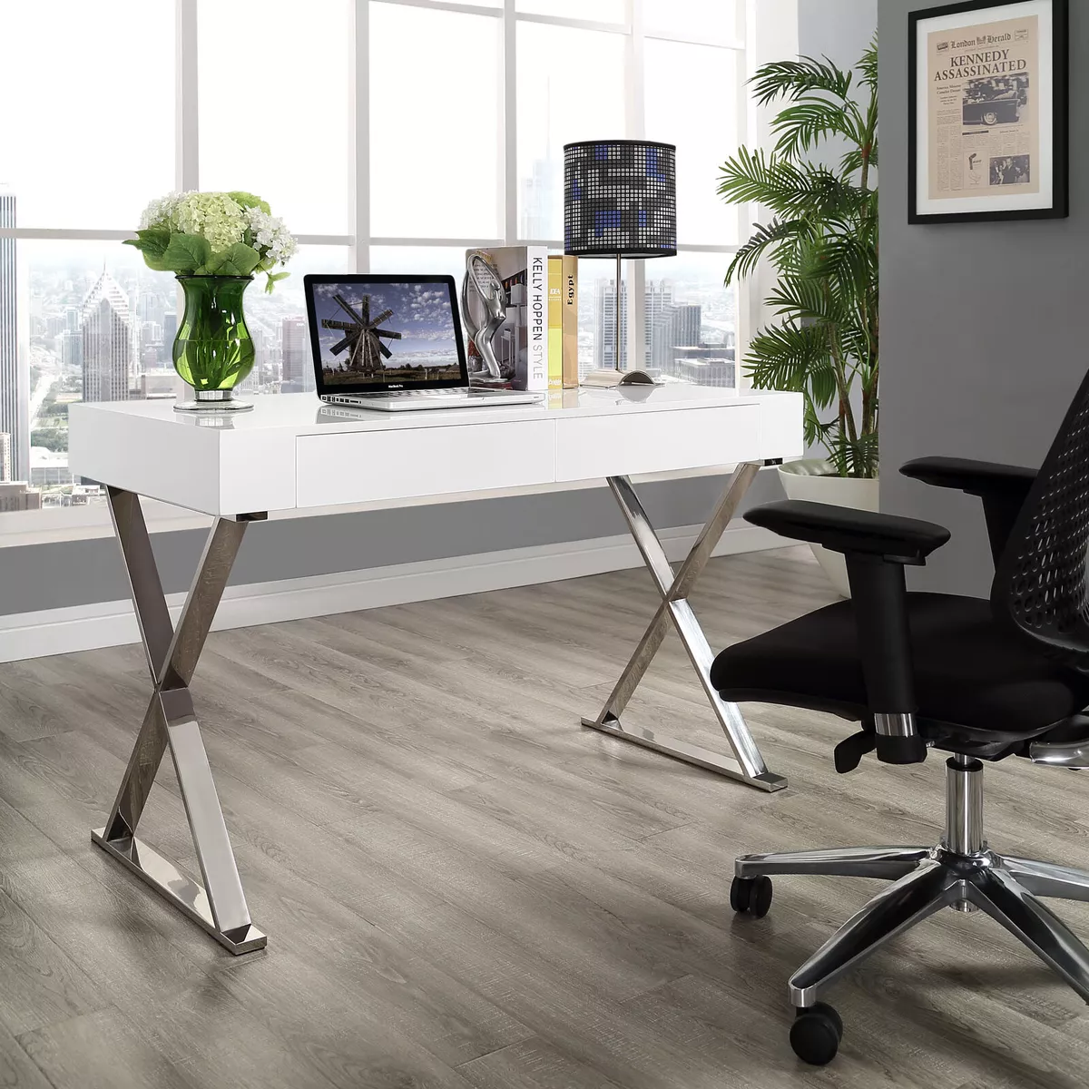 Modern white 2024 writing desk