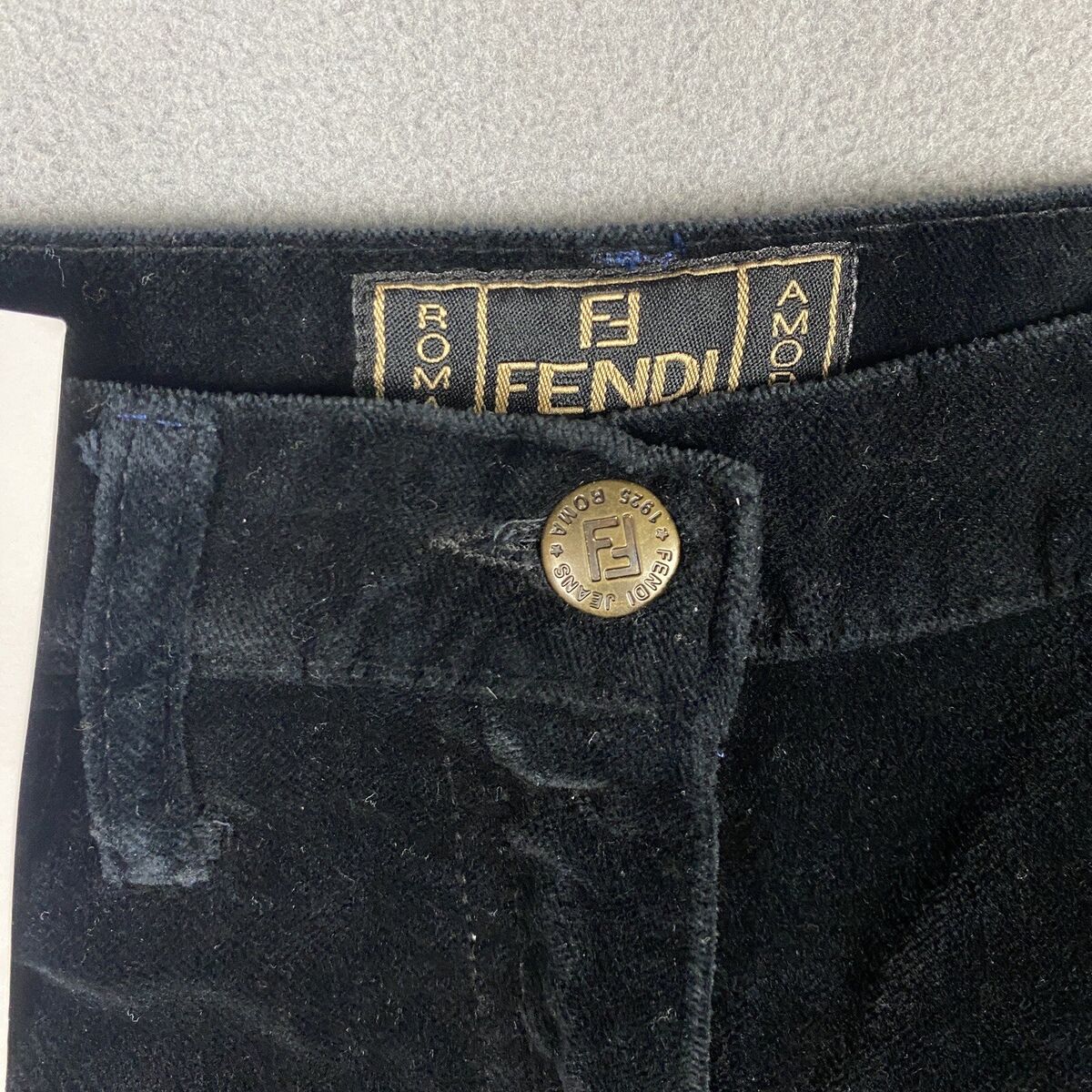 Vintage Fendi Jeans Pants Women's 29” Waist Black Velvet Vintage Fendi Jeans Pants Women's 29” Waist Black Velvet