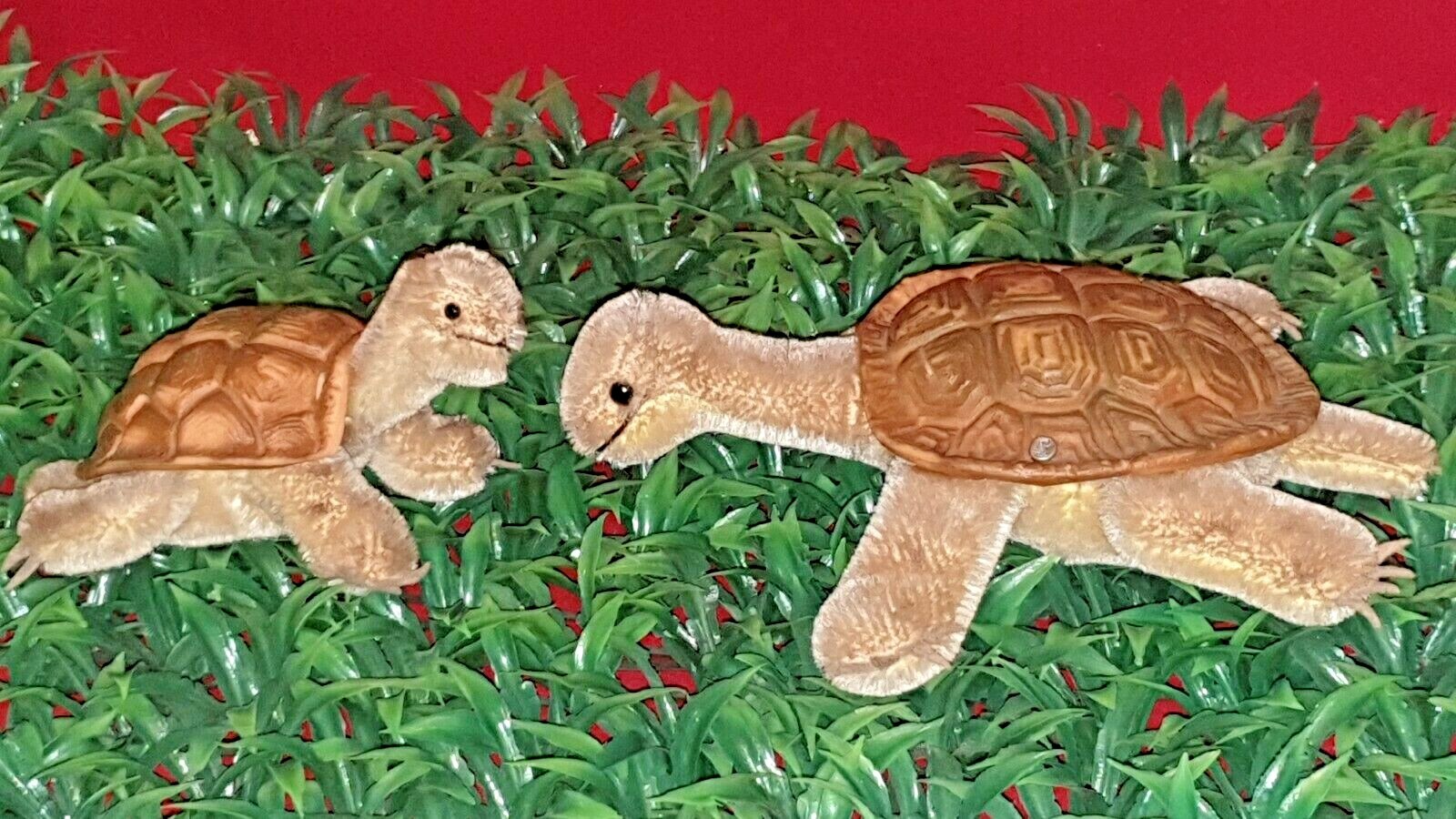 2 STEIFF Schildkröten, Knopf mit langem "f", Stroh, alt/antik