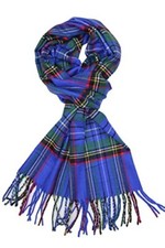 Soft  Warm Tartan Plaid Checked Cashmere Feel Winter Scarf Unisex Blue Tartan