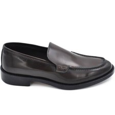 Scarpe college uomo inglese mocassino marrone vera pelle lucida spazzolato fondo