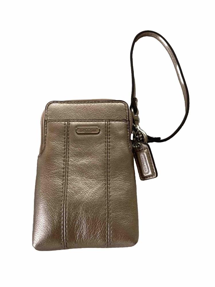 Coach Box Leather Pouch Silver/Rose Gold Accessory | Phone Cover | 3.5