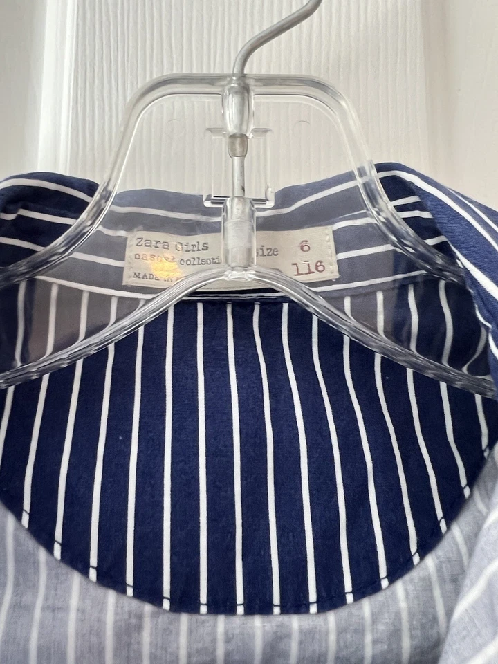 Vestido de Verano Zara Niñas Colección Informal Algodón Azul Blanco Rayas Talla 6 Foto 4 de 4