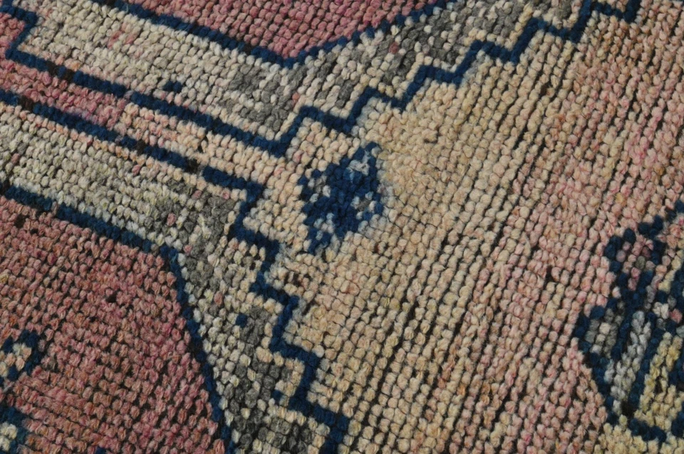 Vintage Turkish Runner Rug 3x11ft Wool Anatolian Handmade Hallway Oushak PINK - Image 4 of 4