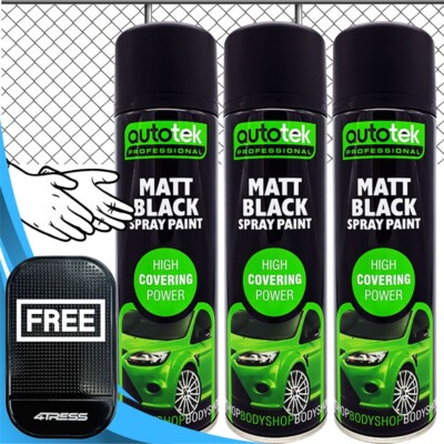 3x 500ml AUTOTEK MATT BLACK Metal Fence Grills Pipes Spray Paint Cans MB500+G+M 