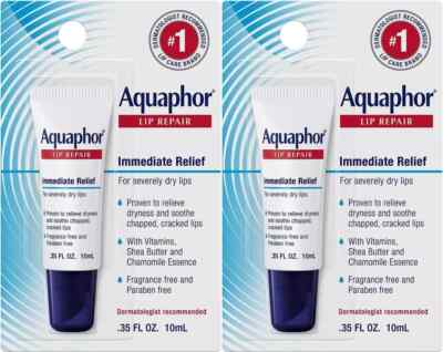 Aquaphor Lippenreparatursalbe - zur Beruhigung trockener rissiger Lippen - 2 PACKUNGEN POSTEN