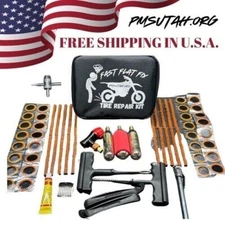 Emergency Trail ATV UTV Tire Repair Kit Tube Patch Plug CO2 Cartridge Inflator 