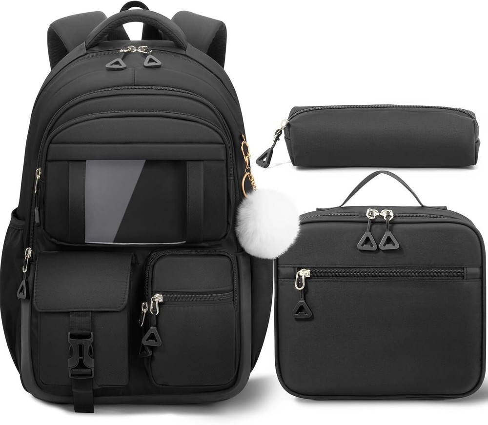 Fimibuke Backpack for Girls Boys, 3Pcs Waterproof Kids with A4.black Fimibuke Backpack for Girls Boys, 3Pcs Waterproof Kids with A4.black