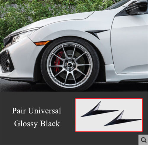 2Pc ABS Car Fender Body Decoration Sticker Car Black Badge Trim Side Wing Emblem - Picture 4 of 6