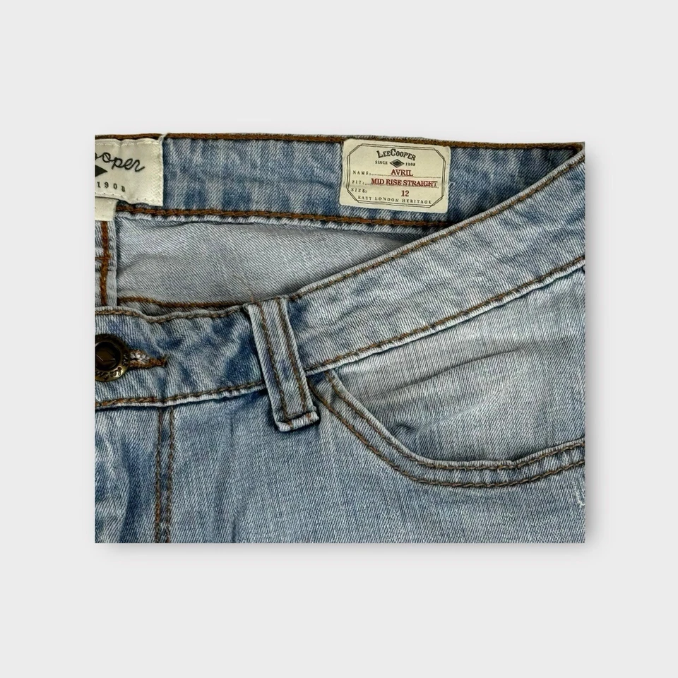 Lee Cooper Jeans Light Blue Mid Rise Straight Cotton Blend Jeans Womens 12 - Image 3 of 4