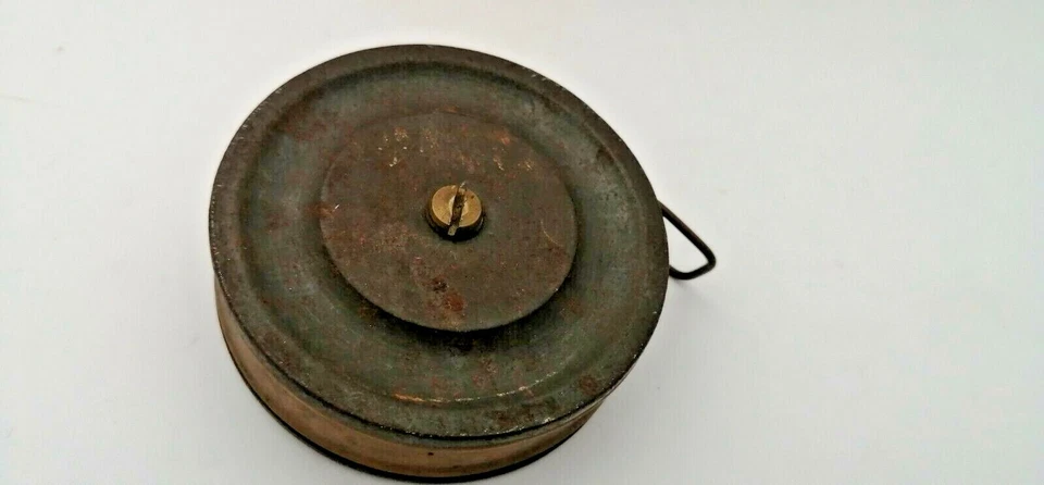 Craftsman OLD ROULETTE TAPE MEASURE IN COPPER & BRASS 32ft-10M TOOL RULES 1930s - Image 3 of 4