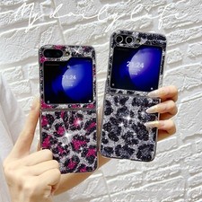 For Samsung Galaxy Z Flip 7 6 5 4 3 Glitter Leopard Print Shockproof Phone Case