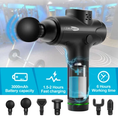 CREABEST Pistola Massaggiante Elettrica Massaggiatore Massaggiatore Muscolare+6 Testine+20Speed
