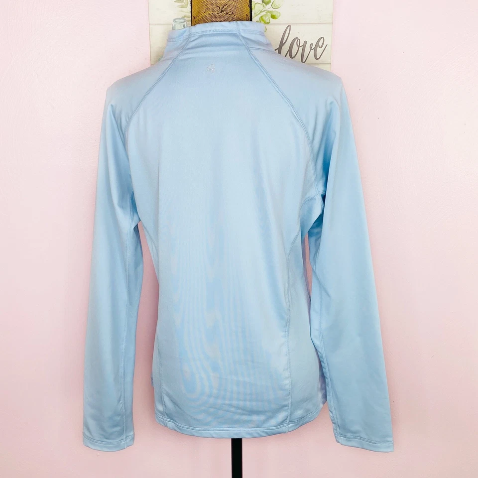 Sudadera pulóver de nailon con cuello falso Jockey para mujer grande azul manga larga Foto 4 de 4