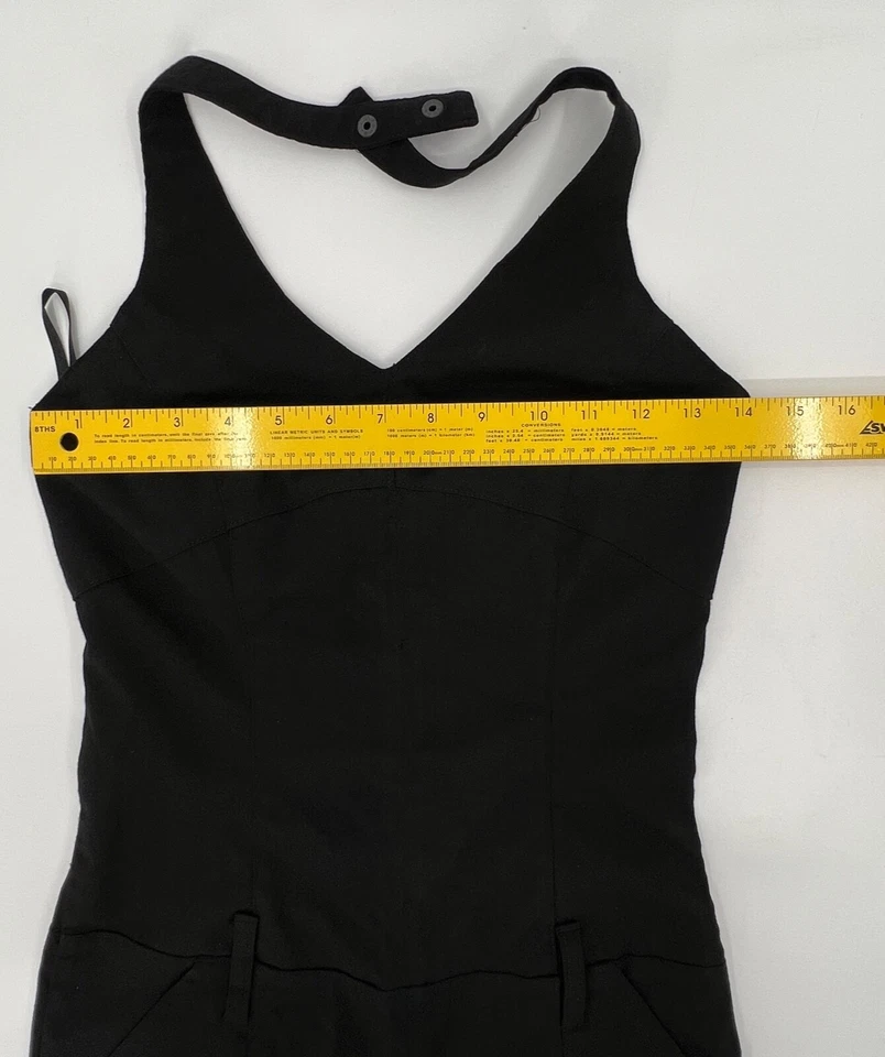 Macacão feminino Tommy Hilfiger pequeno preto com zíper lateral bolsos alargadores Y2K - Imagem 4 de 4