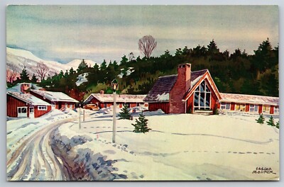 Alpine Motor Lodge Mansfield Ski Area AAA Stowe VT Postcard D24