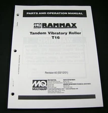 Rammax Tandem Vibratory Roller T16 Parts Operation Owners Manual Book Catalog 