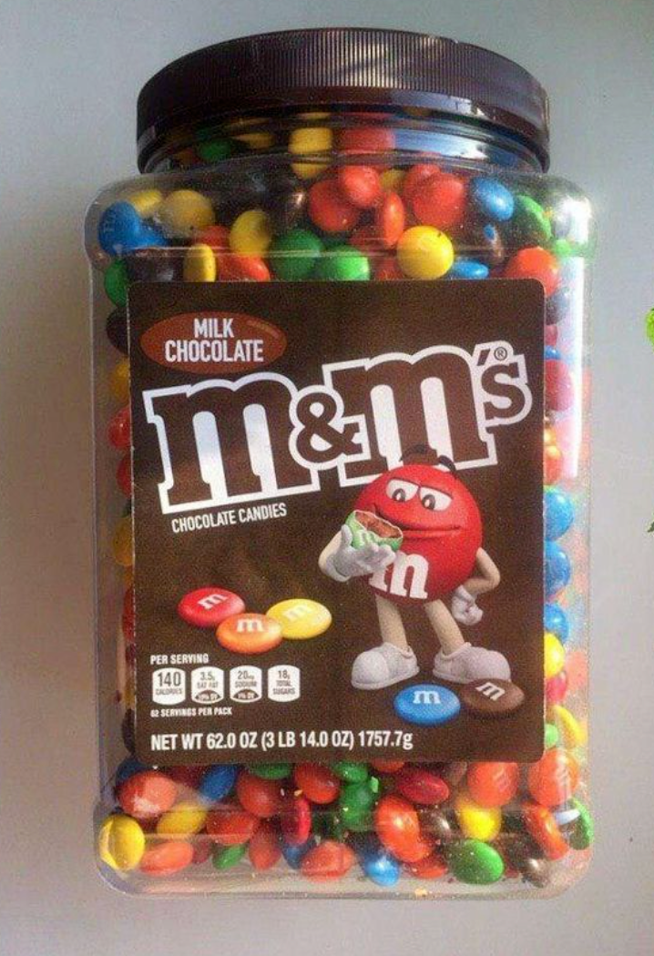 M&Ms Plain Milk Chocolate Candy Pantry Size 62oz Jar M&M's M & M