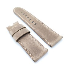 24mm Grey Calf Leather Deployment Clasp Strap For PAM RADIOMIR LUMINOR Watch
