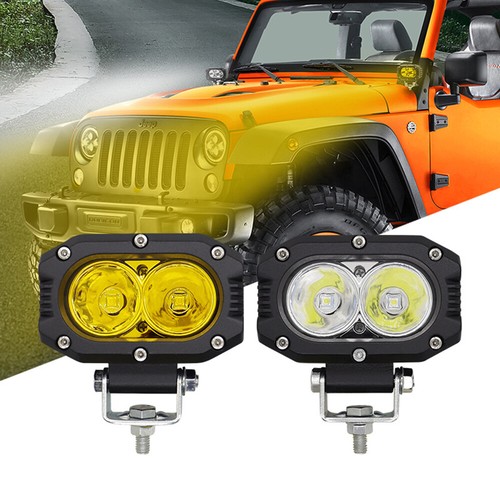 2PCS Yellow 4" LED Work Light Bar Spot Pods Fog Lamp /w Wiring Harness Kit - Picture 2 of 12