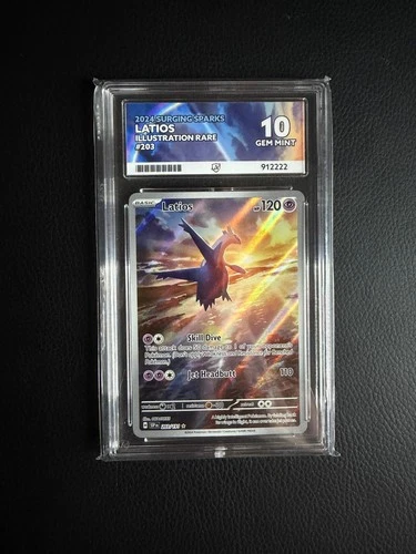 Latios 203/191 Surging Sparks ACE 10 Illustration Rare Pokemon Card Cert 912222