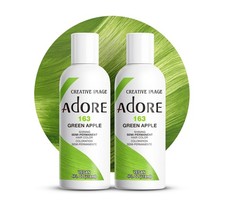  2 Pack Adore Semi Permanent Hair Dye Color 4oz  163 Green Apple 