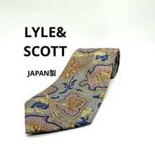 Lyle & Scott Silk Necktie Made in Japan Blue Logo 62189 Used