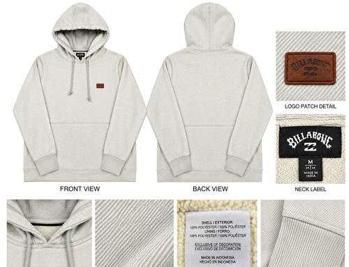Billabong Men's Gray Fleece Pullover Hoodie w/ Pockets Logo Patch Size M