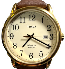 TIMEX EASY READER WATCH 38mm BROWN LEATHER DATE NEW BATTERY TW2P75800