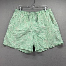 Columbia PFG Fishing Shorts Men Large Mint Green Tropical Omni-Shade Surf Trunks