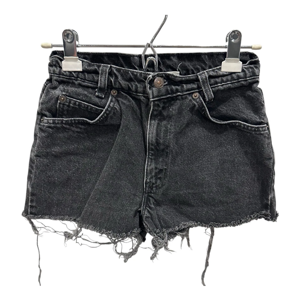 Vintage Levis 550 Shorts Women 29 Black Denim Orange Tab Cut Off Jeans 90s Y2K - Image 2 of 4