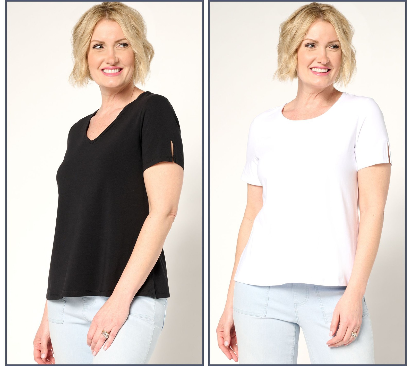 Women Control Women's Top Sz M Washed Cotton Tee Set Multi-colored A691344