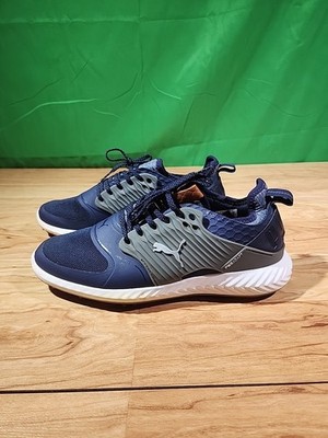 Mens Puma Ignite PWRADAPT Caged Disc Golf Shoes Quiet Shade/NAVY 8 M