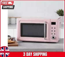 20L Retro Pink Digital Microwave 800W With 5 Heat Settings And Child Lock UK NEW